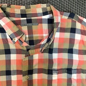 Southern Tide Pink and Tan Casual Button Down Shirt